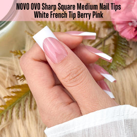 NOVO OVO builder gel and top coat bottles for secure long-lasting finish