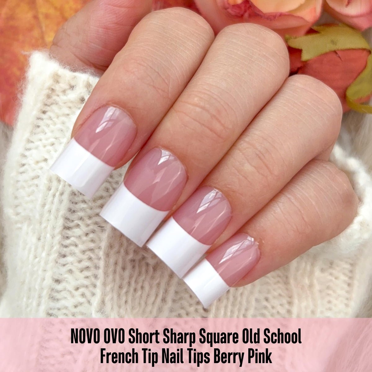 NOVO OVO close-up of French tip pattern showing crisp lines for flawless vintage look