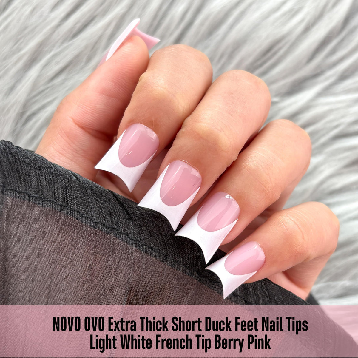 NOVO OVO close-up of moon curve smile line highlighting neat white tips