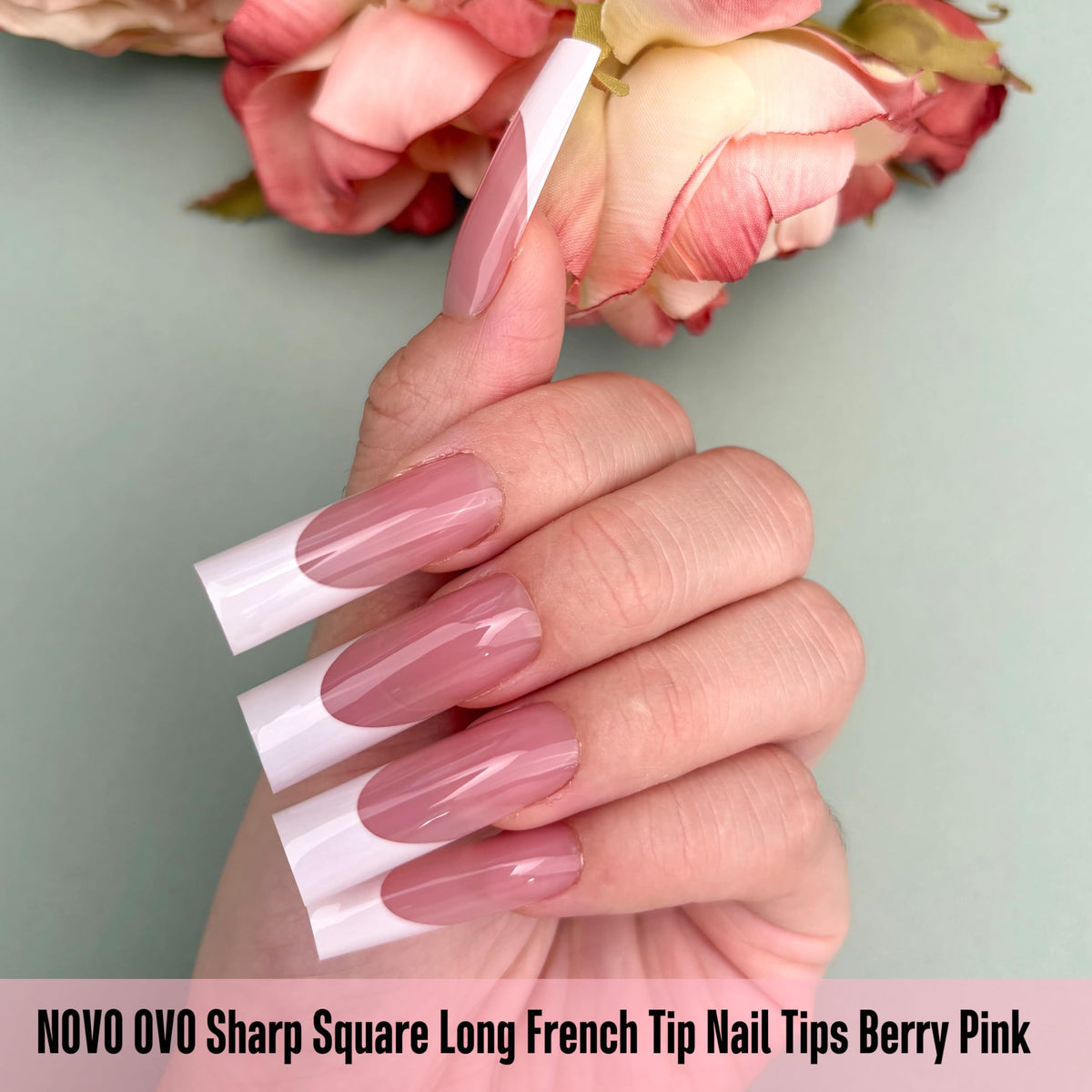 NOVO OVO close-up of white French tip edge showing precise pre-designed line for neat results