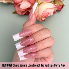NOVO OVO close-up of white French tip edge showing precise pre-designed line for neat results