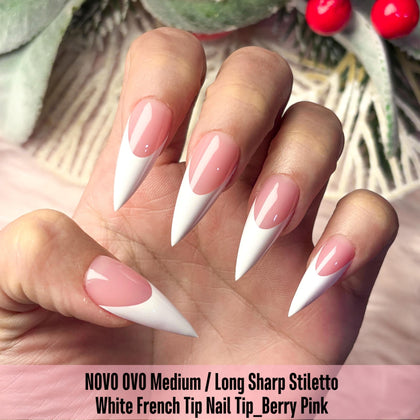 NOVO OVO close-up of white French tip detail for crisp salon finish