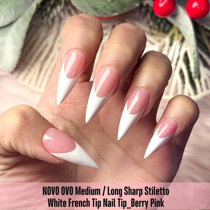 NOVO OVO close-up of white French tip detail for crisp salon finish