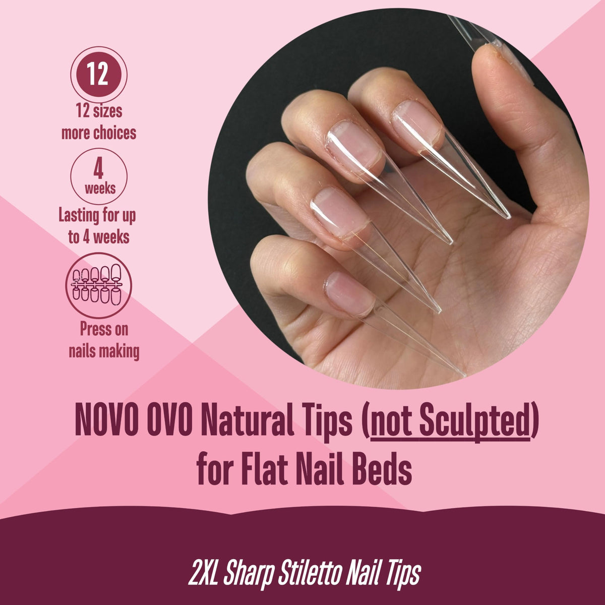 NOVO OVO close-up of pre-filed cuticle edge, saves prep time and effort