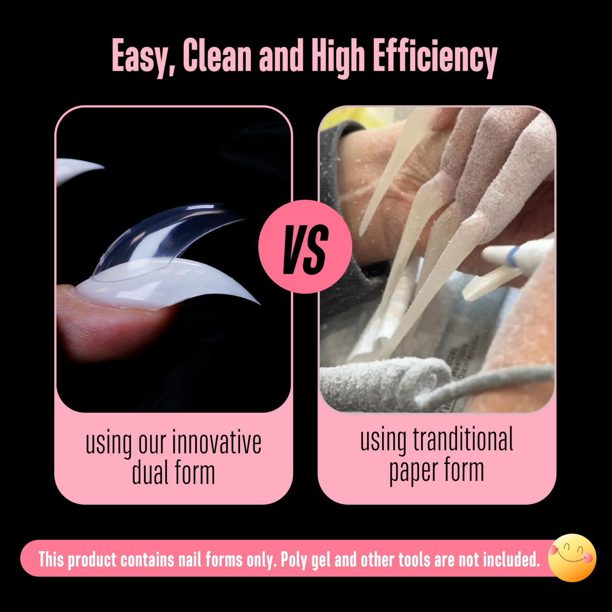 NOVO OVO dual forms filled with poly gel, demonstrating fast fill-and-press benefit
