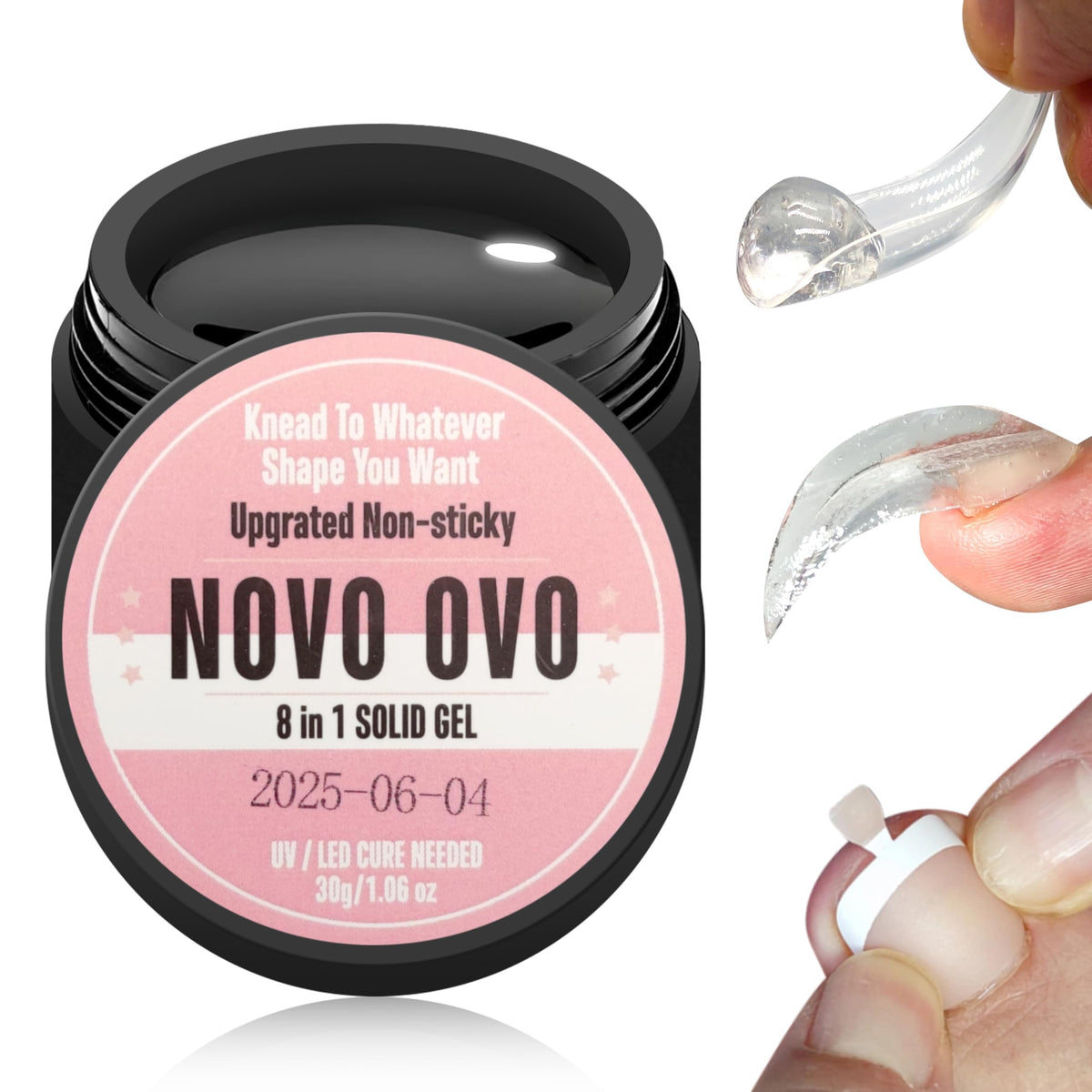 NOVO OVO front jar 30ml showing product packaging and clear gel benefit