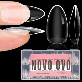 NOVO OVO front packaging with 336 almond tips showing value and variety