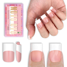 NOVO OVO front packaging showing baby pink French tips and included tools for quick results