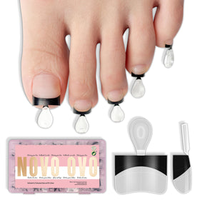 NOVO OVO front packaging showing 240pc kit and black French tips for fast pedicures