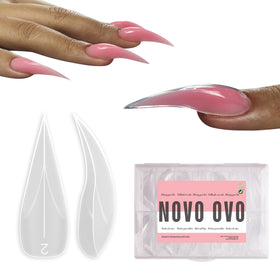 NOVO OVO front packaging showing 280-piece stiletto dual forms, professional convenience