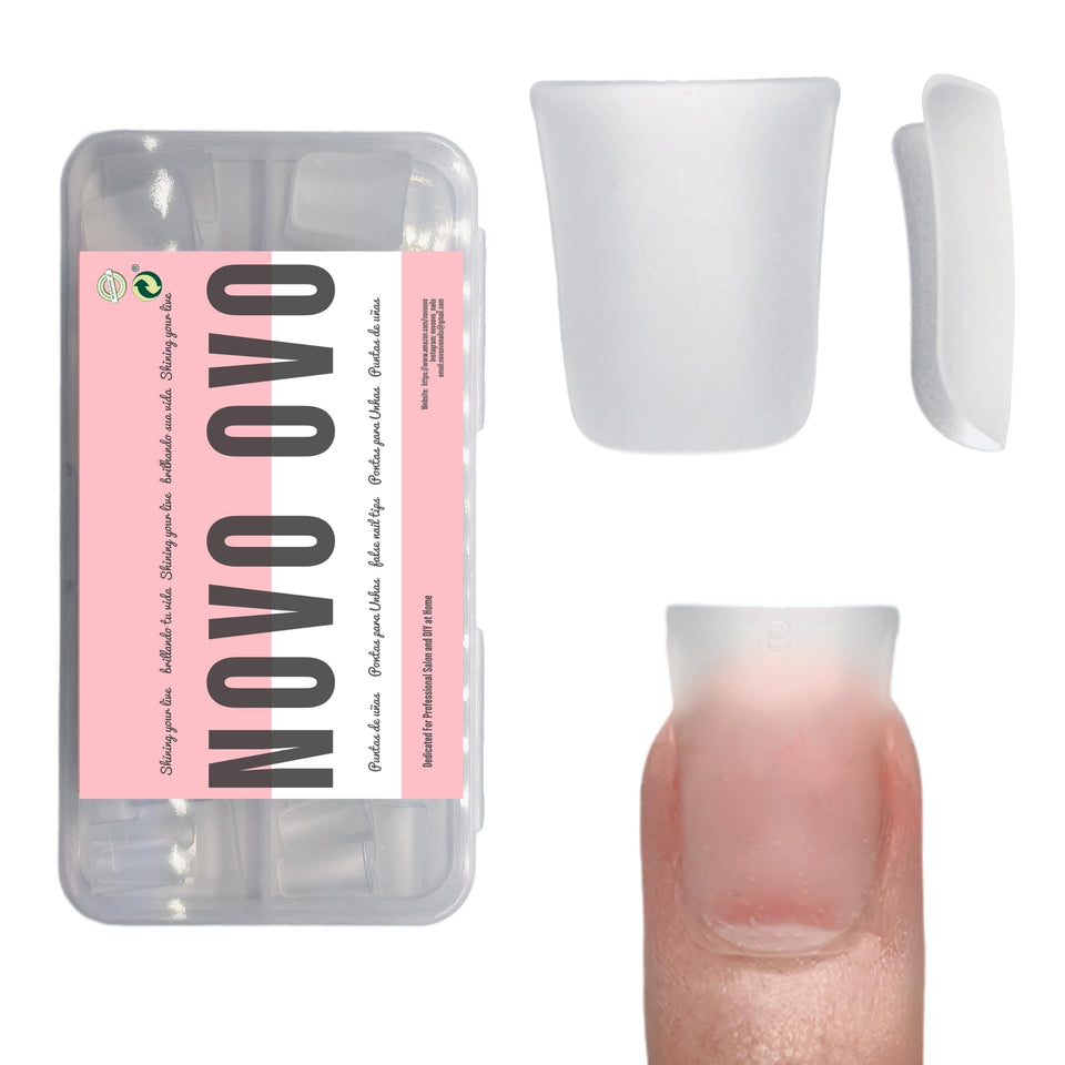 NOVO OVO front packaging showing 120-piece duck nail tips for fast application