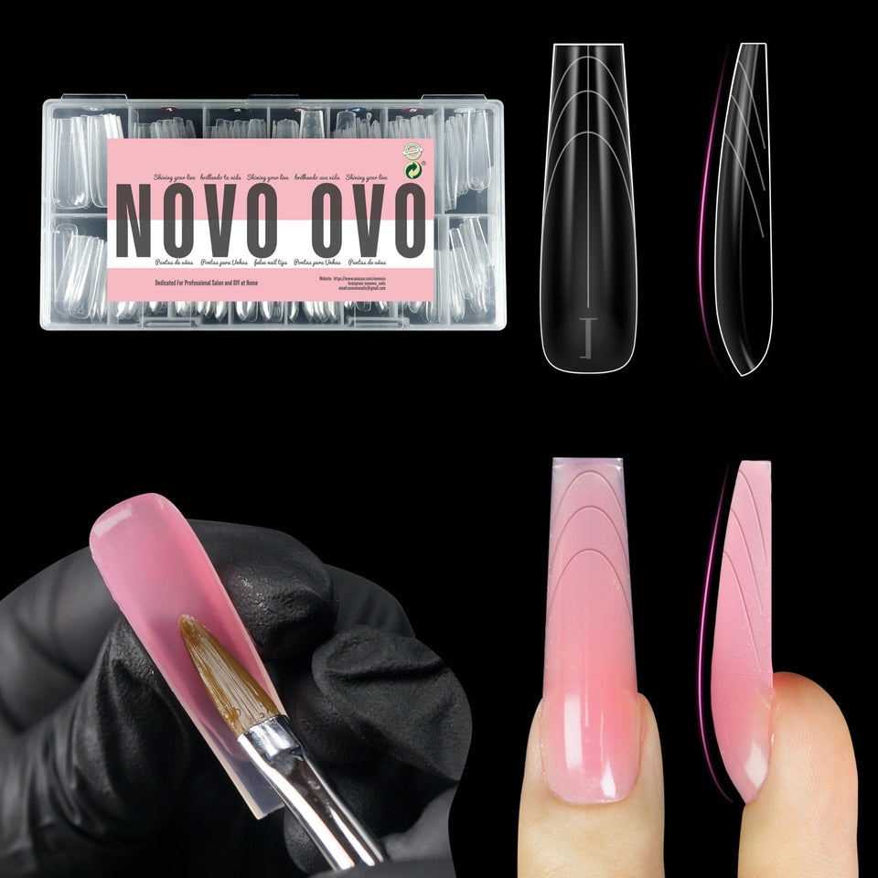 NOVO OVO front packaging showing tapered square dual forms with full contents for quick setup
