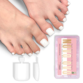 NOVO OVO front packaging showing white square toe nail tips and quantity benefit