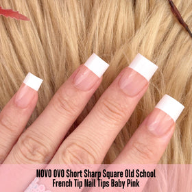 NOVO OVO nails being applied by hand showing easy press-on adhesion benefit