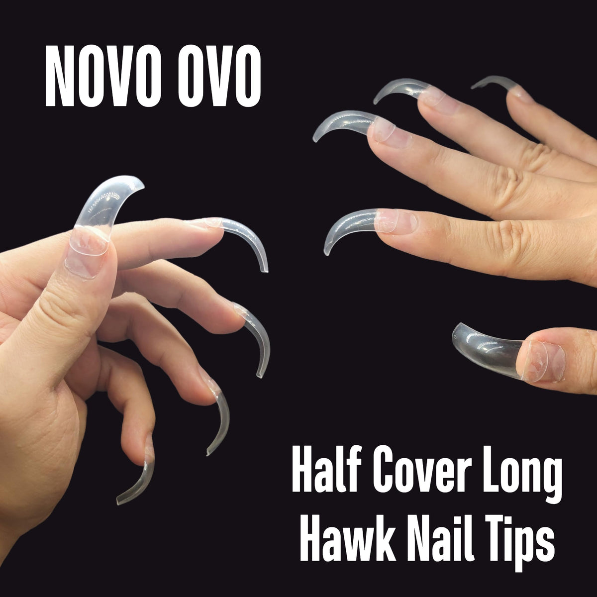 NOVO OVO tips being applied to natural nails, demonstrates easy professional application