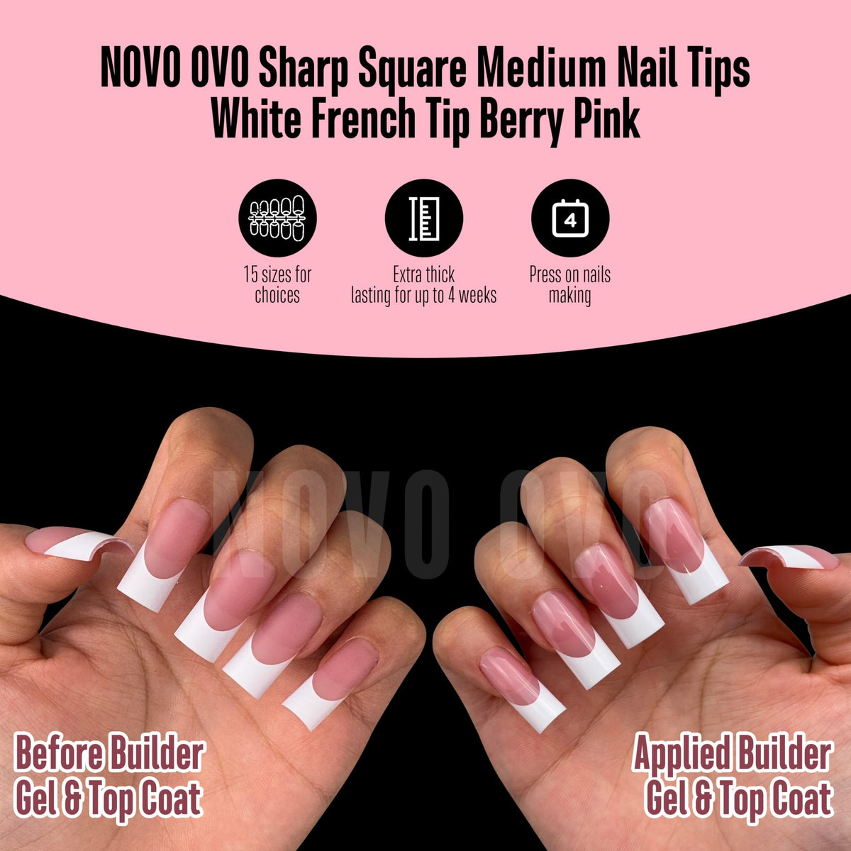 NOVO OVO tips being applied demonstrating quick salon-quality result