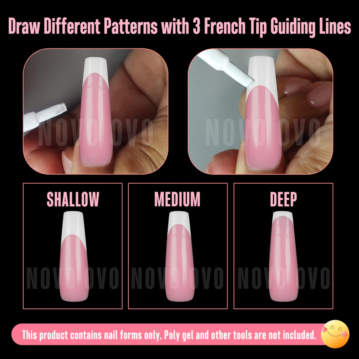 NOVO OVO dual form in use with polygel application on natural nail, enabling consistent extensions