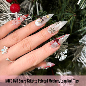 NOVO OVO press-on application in hand demonstrating fast salon-style results
