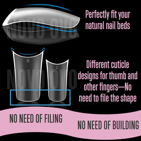 NOVO OVO in-use press-on being applied for fast salon-quality results