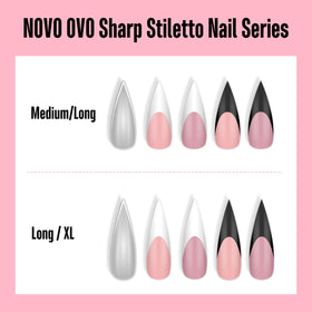 NOVO OVO label and contents laid out showing included sizes and clear tips