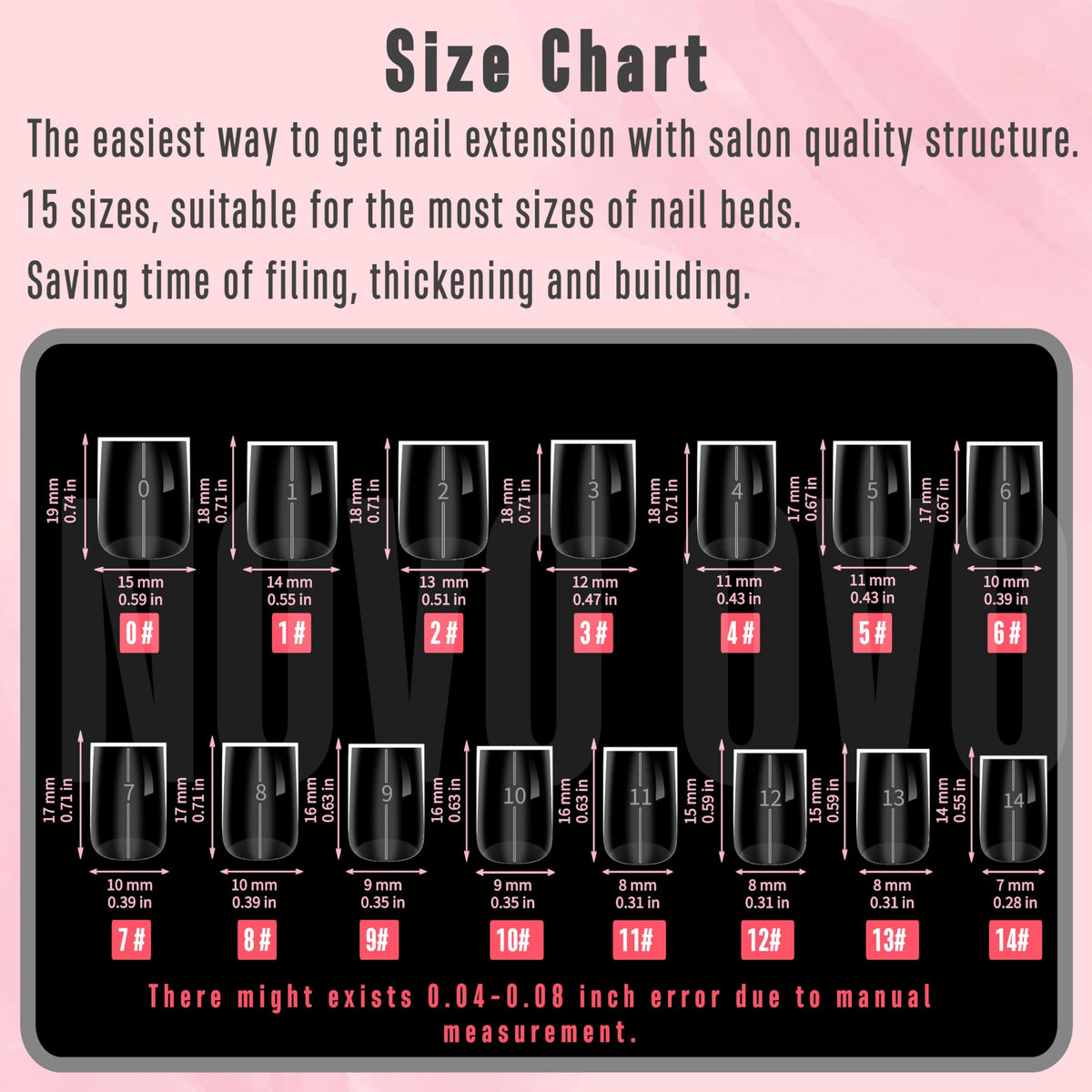 NOVO OVO salon-style manicure lifestyle shot showcasing finished square nails