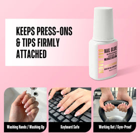 NOVO OVO in-use applying glue to press-on tips for fast adhesion