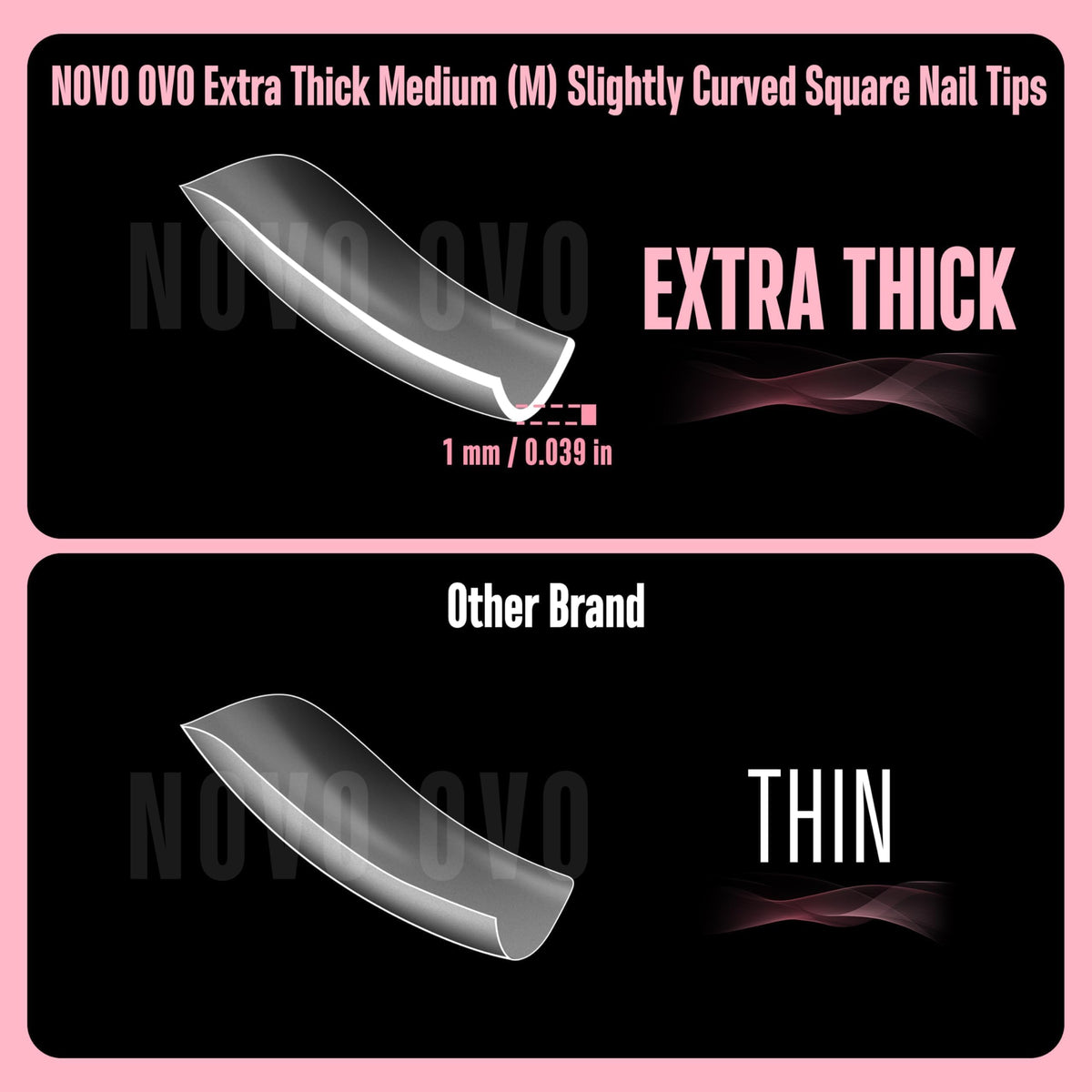 NOVO OVO side profile highlighting the slightly curved eagle-claw shape for dramatic look