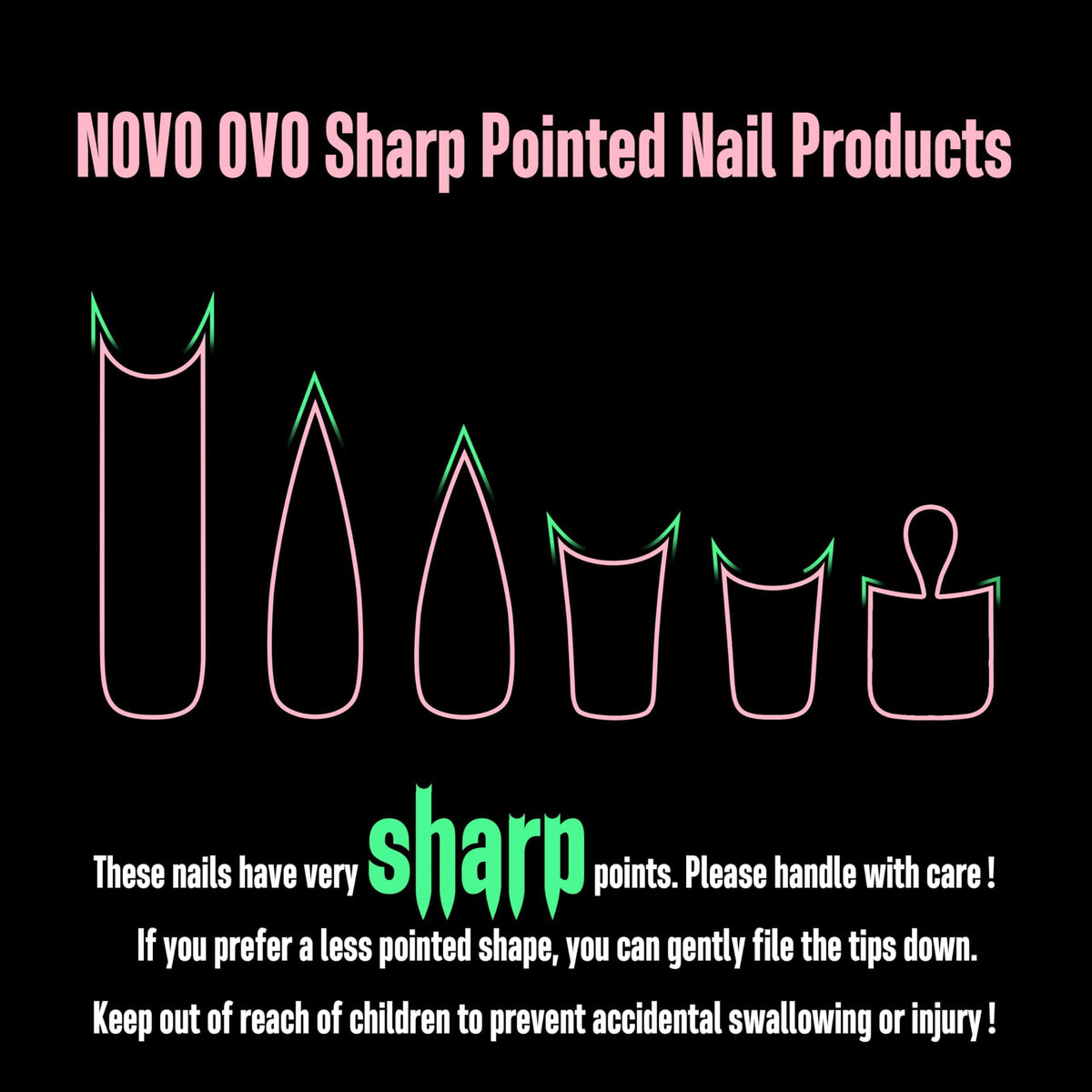NOVO OVO sharp stiletto point close-up showing reinforced free-edge strength