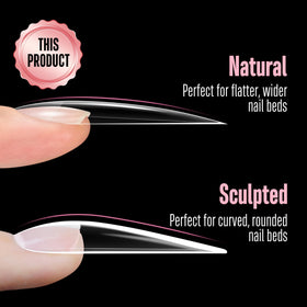 NOVO OVO side profile of sharp stiletto curve, dramatic salon-ready shape