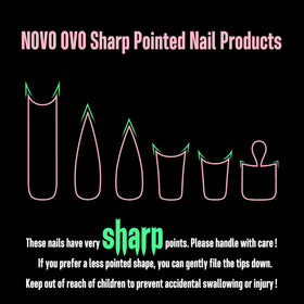 NOVO OVO side profile showing sharp stiletto length and proportions