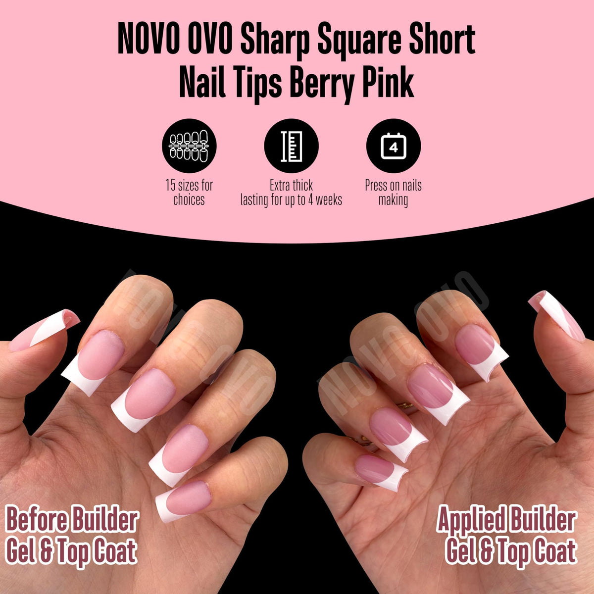 NOVO OVO spread of 15 sizes displaying selection variety for perfect nail fit