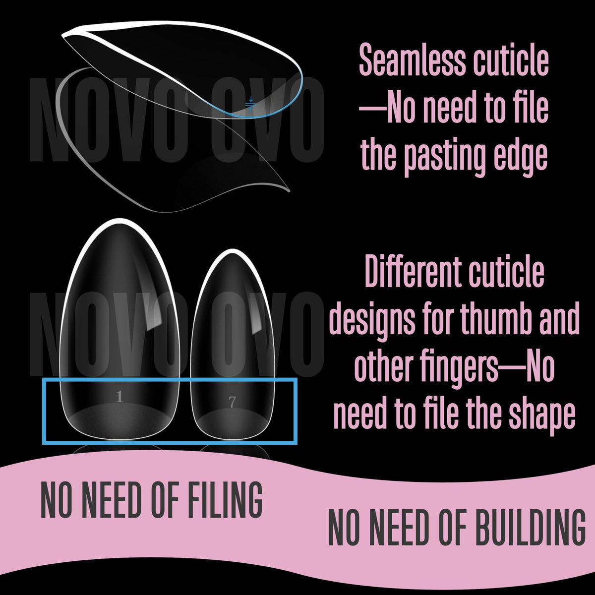 NOVO OVO size etching under tip for quick sizing and tidy finish