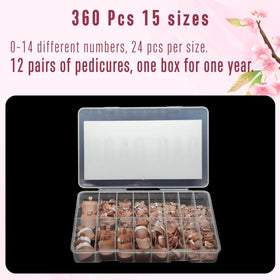 NOVO OVO layout displaying 15 sizes and big-toe options for accurate fit and variety