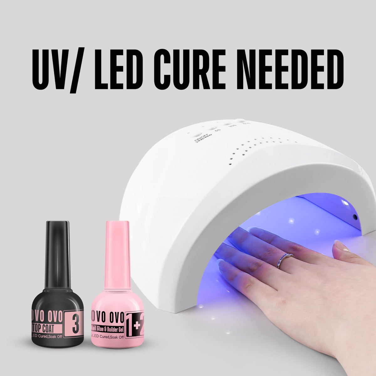 NOVO OVO premium top coat bottle showing glossy finish protection benefit
