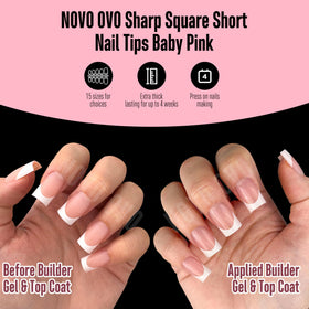 NOVO OVO finished nails after builder gel, high-shine durable top coat result