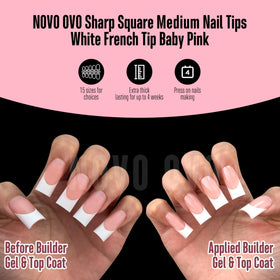 NOVO OVO press-on application on a nail showing fast adhesive use and quick salon results