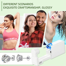 Novopiercing lifestyle scene of kit on a vanity showing portable, at-home piercing convenience
