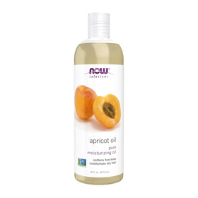 NOW Foods apricot kernel oil bottle front view showing clear packaging and size