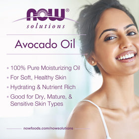 NOW avocado oil label detail displaying brand and GMP quality assurance