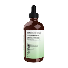 NOW Foods argan oil drop applied to hair ends, benefit: adds shine and reduces frizz
