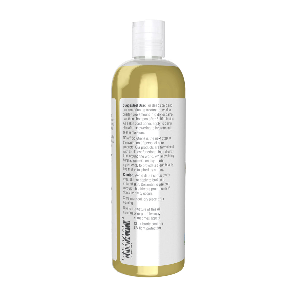 NOW Foods jojoba oil next to common objects to show 16-ounce size and value