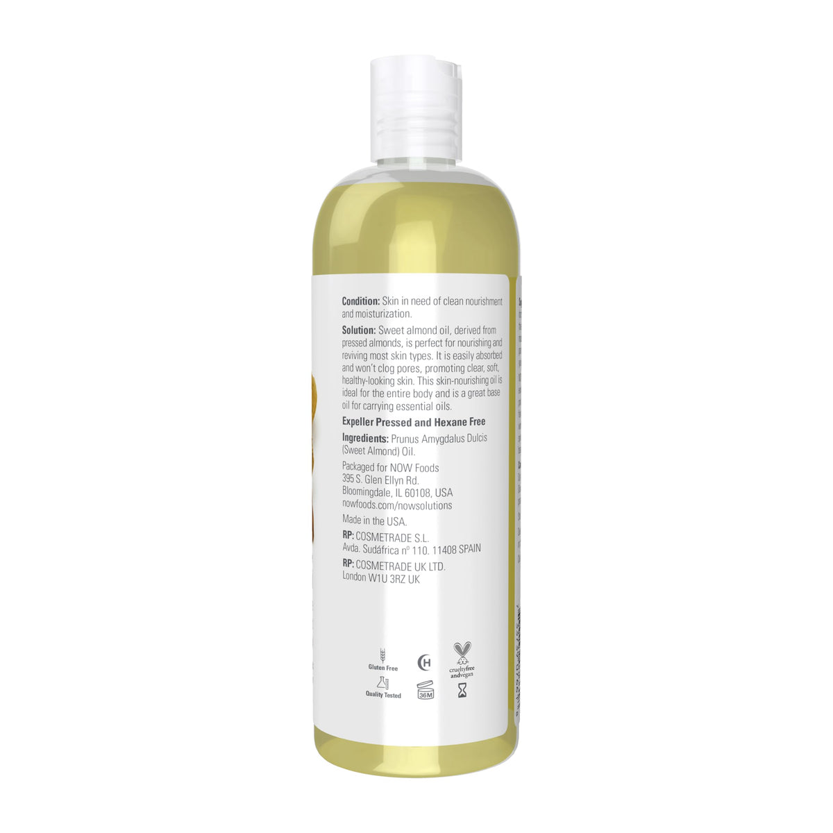 NOW Foods close-up oil drop highlighting smooth texture and quick absorption