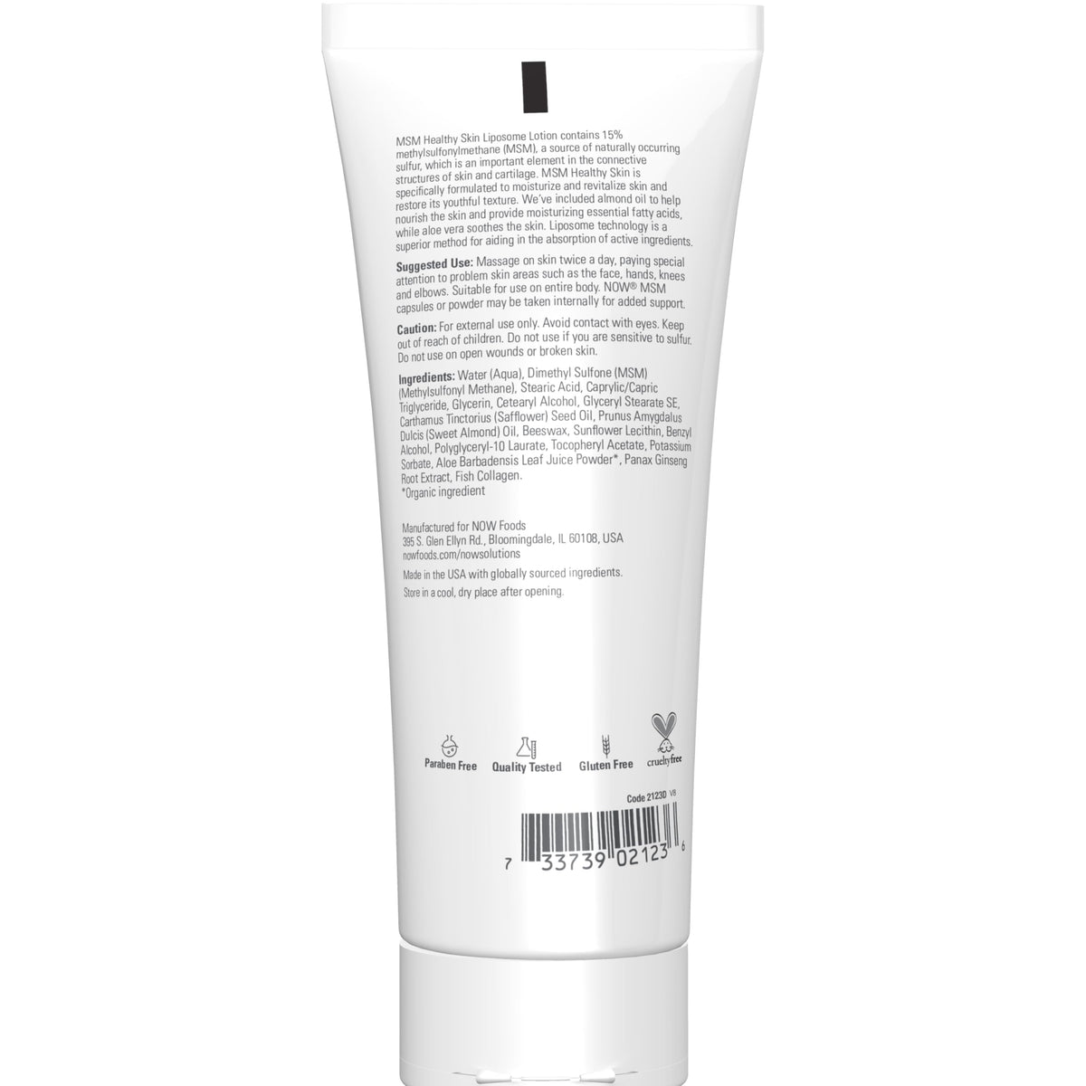 NOW lotion texture dispensed on hand demonstrating lightweight absorption benefit
