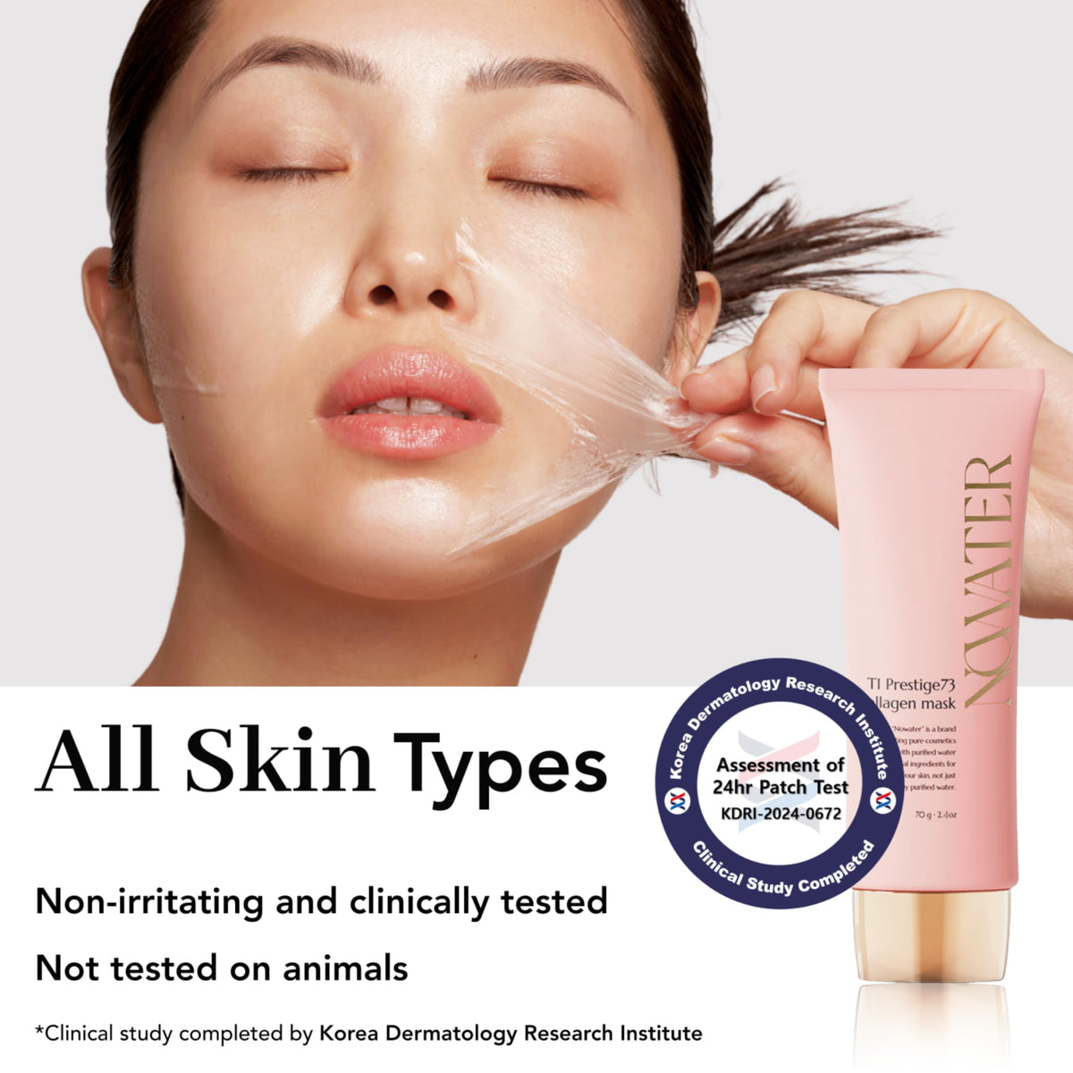 NOWATER label close-up displaying peptides and collagen benefits