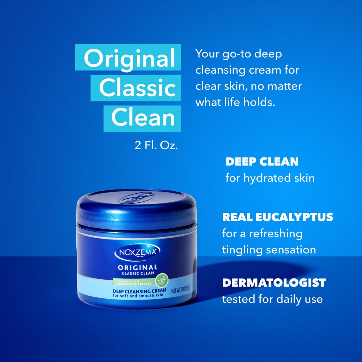 Noxzema cleansing cream texture closeup showing creamy, cooling formula