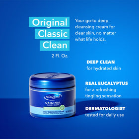 Noxzema cleansing cream texture closeup showing creamy, cooling formula