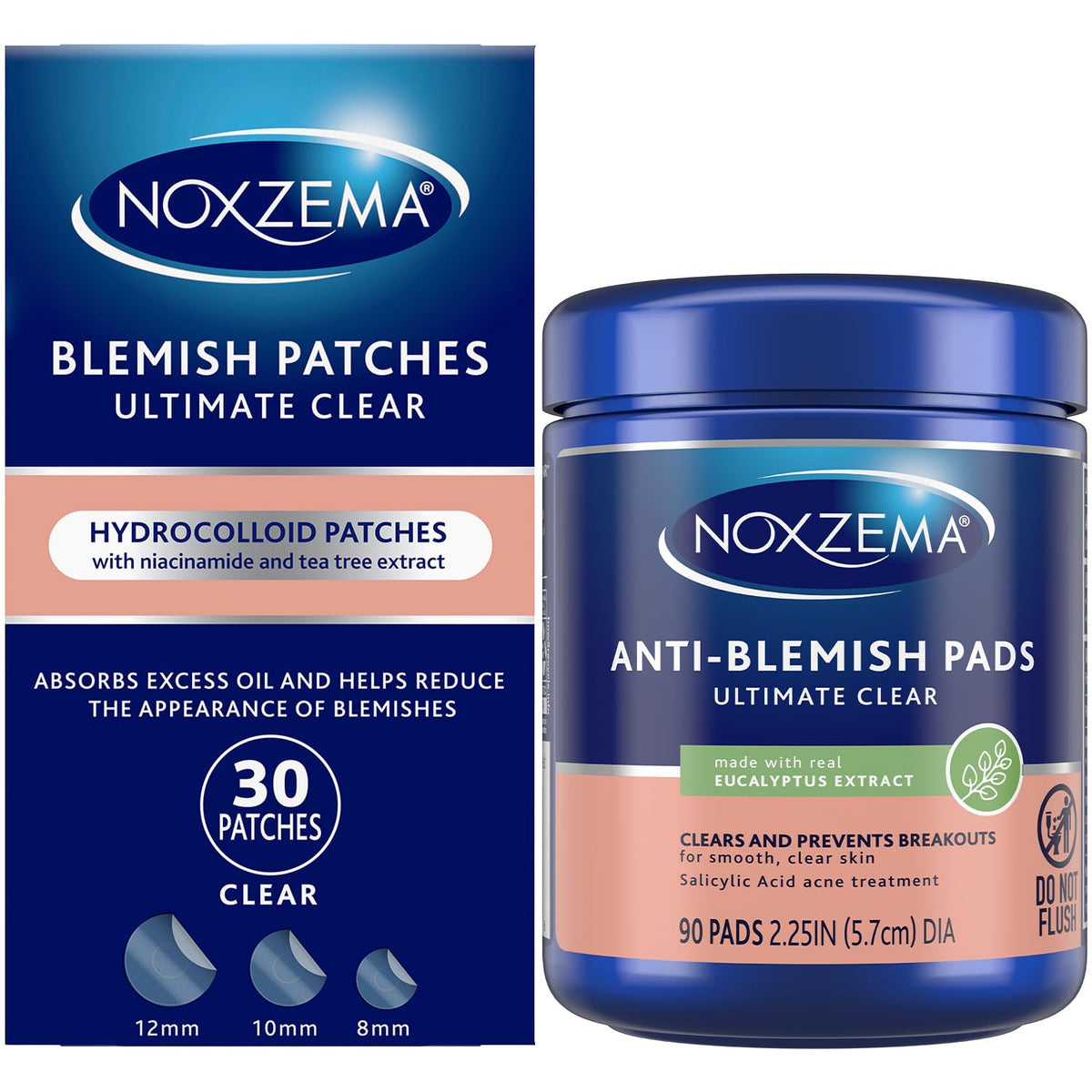 Noxzema front packaging bundle shows both patches and pads for targeted care