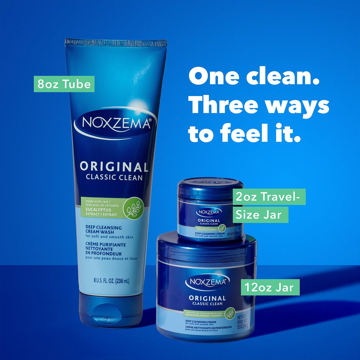 Noxzema in-hand application demo showing simple massage-and-rinse benefit