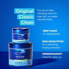 Noxzema cream open jar showing smooth texture, brand nourishing creamy cleanse benefit