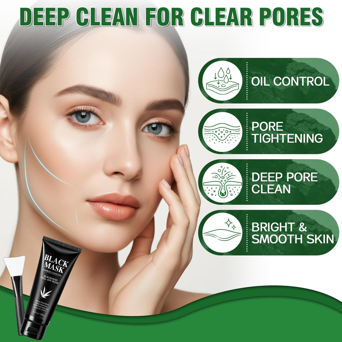 Nozerix peel-off mask on nose demonstrating blackhead removal action
